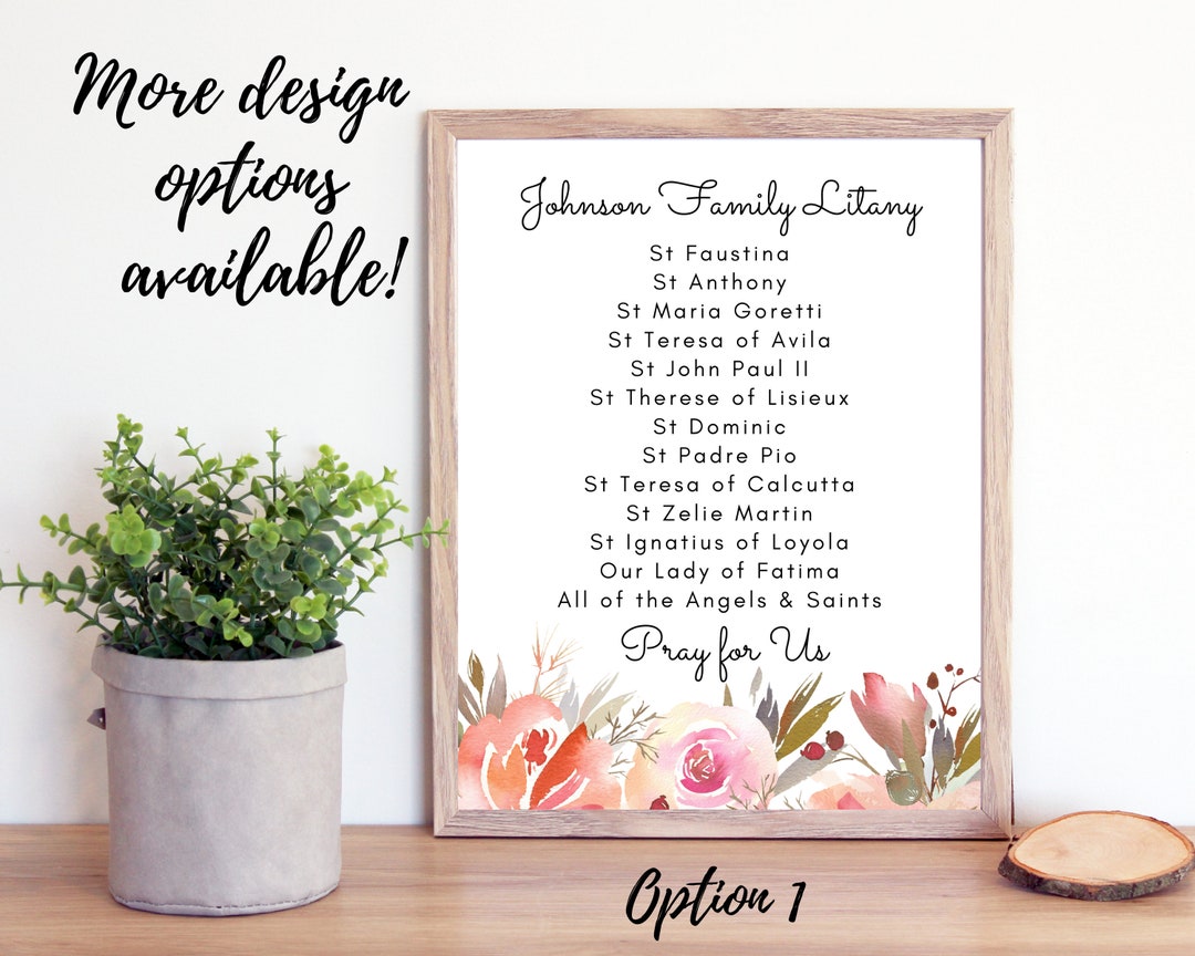 Custom Family Name Saint Litany- Catholic Printable- Catholic Family ...