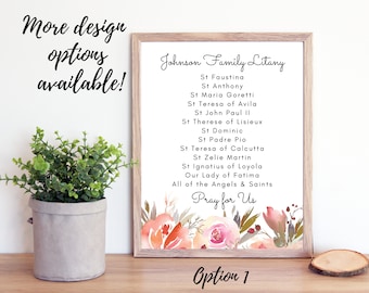 Custom Family Name Saint Litany- Catholic Printable- Catholic Family Prayer Decor- Catholic Farmhouse- Catholic Gift- Saint Quote Print