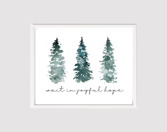 Avvento stampabile - Stampa digitale dell'Avvento - Aspetta nella gioiosa speranza stampa - Decorazione di stampa di Natale cattolico - Decorazione di Natale cristiano