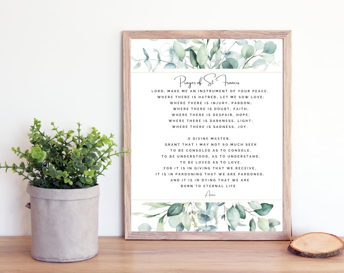 Prayer of St Francis, Printable Wall Art, Peace Prayer, Make Me an Instrument of Your Peace, St ...
