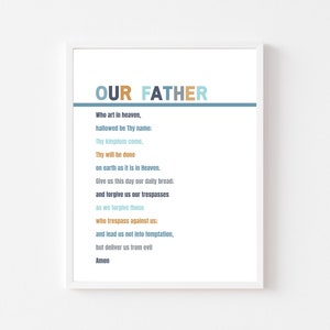 CATHOLIC KIDS PRINTABLE- Our Father Prayer Kids Print- Catholic Boy Decor- Catholic Nursery Printable-  Catholic Kid Prayer Print
