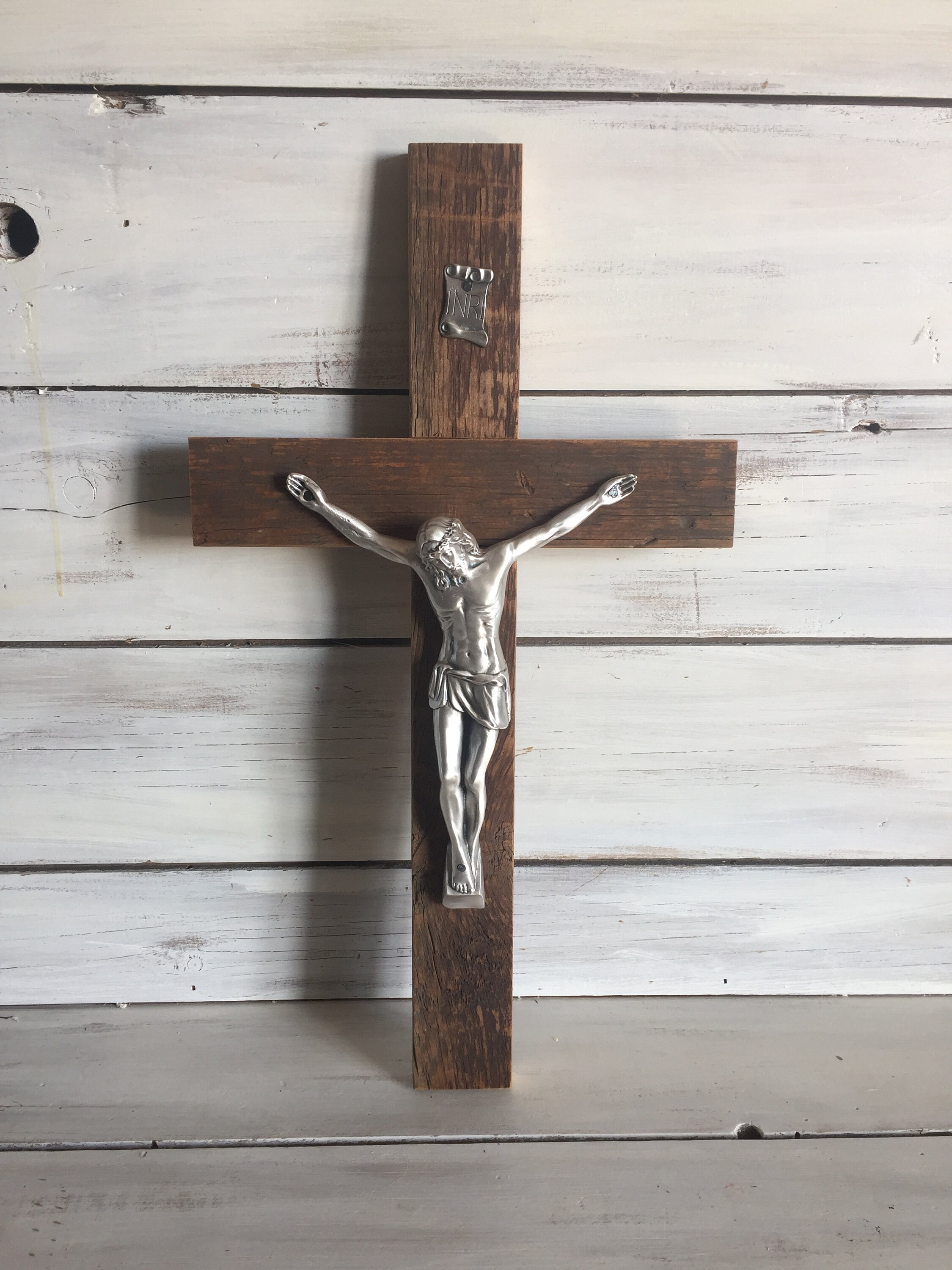 Rustic Reclaimed Wood Crucifix 18 in Catholic Wall Crucifix Etsy