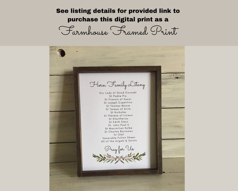 Custom Family Name Saint Litany Catholic Printable Catholic | Etsy
