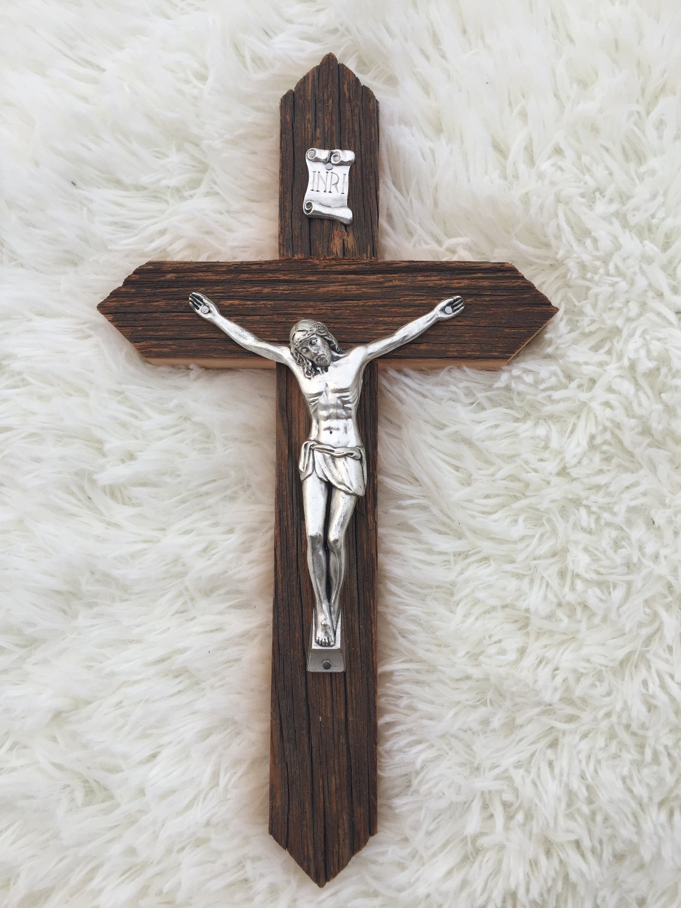 Rustic Reclaimed Wood Crucifix 18 in Catholic Wall Crucifix Etsy