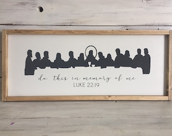 Last Supper Farmhouse Wood Sign 31&quot;x13&quot;- Modern Rustic Last Supper Art- Catholic Farmhouse- Catholic Family- Catholic Dining Room Decor
