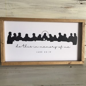 Last Supper Farmhouse Framed Print Sign 18&quot;x10&quot;- Modern Rustic Last Supper Art- Catholic Farmhouse Catholic Family- Catholic Kitchen Decor