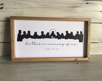 Last Supper Farmhouse Framed Print Sign 18&quot;x10&quot;- Modern Rustic Last Supper Art- Catholic Farmhouse Catholic Family- Catholic Kitchen Decor