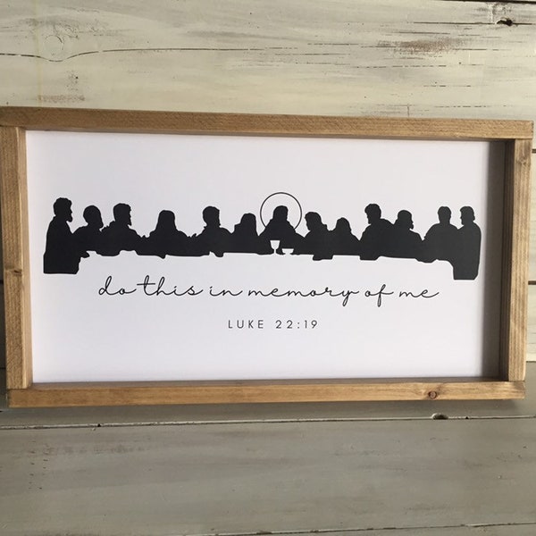 Last Supper Farmhouse Framed Print Sign 18"x10"- Modern Rustic Last Supper Art- Catholic Farmhouse Catholic Family- Catholic Kitchen Decor