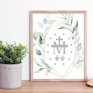 Miraculous Medal Printable-Mary Catholic Print- Blessed Virgin Mary Mother - Catholic Printable- Catholic Farmhouse