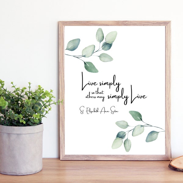 St Elizabeth Ann Seton Quote Printable- Catholic Saint Quotes Print- Catholic Printable- Live Simply- Catholic Farmhouse Mom -  Floral Art