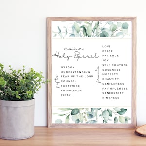 Come Holy Spirit Print- Gfits Fruits of the Spirit Printable- Christian Catholic Printable- Catholic Mom- Catholic Farmhouse
