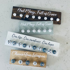 Rosary Wall Hanger  Custom Quote- Rosary Wall Holder- Rosary Display Hail Mary- Catholic Gifts- Catholic Family Catholic Farmhouse New Home