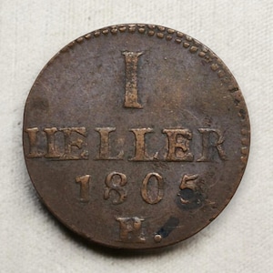 Germany Saxony 1 Heller 1805 - Frederick August III rare small copper coin numismatic gift, collectible, German antique money