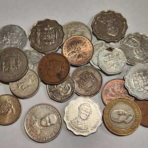 Lot of 22 pcs. old Jamaican Dollar cent coins - Collectible Historical Coinage numismatic gift bundle Jamaica Americas