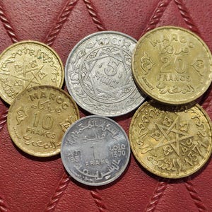Morocco old coin collection lot of 6 Coins from Africa 1950s French Maroc Francs perfect conditions Numismatic bundle collectible gift