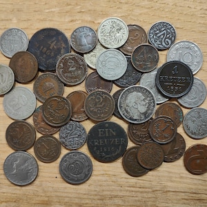 Old Austrian coins collection with silver Krone lot 40 pieces from 1816 to 193s Kreuzer Heller Filler Numismatic Antique Coin for Collectors