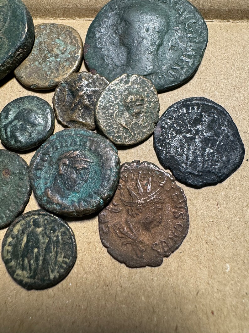Ancient Roman Authentic Bronze Coins Lot of 12. Various Periods and ...