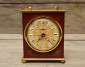 vintage Peter Carriage Clock Mechanical Clock Alarm Mantel Clock Office decor Wind-up Clock Parts or Repair