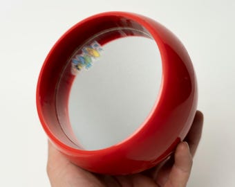 vintage Eyeball Mirror / Red Ball / Space Age Makeup Mirror