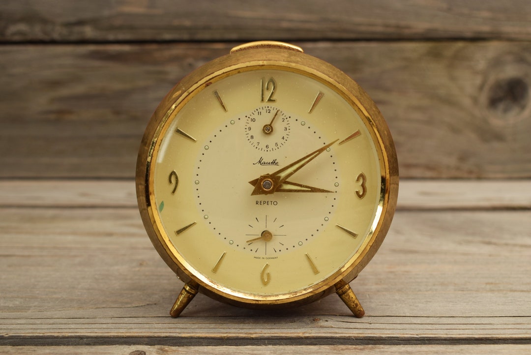 Vintage Mauthe Repeto Desk Clock / Mechanical Clock / Alarm / German