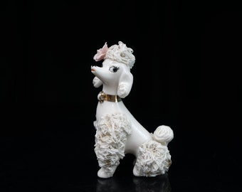 vintage Porcelain Poodle Dog / Japan Hand painted figurine / Japan Sculpture