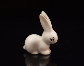 vintage miniature Hollohaza Rabbit / Hollohaza porcelain white Rabbit / Hand painted figurine / Hungarian Sculpture