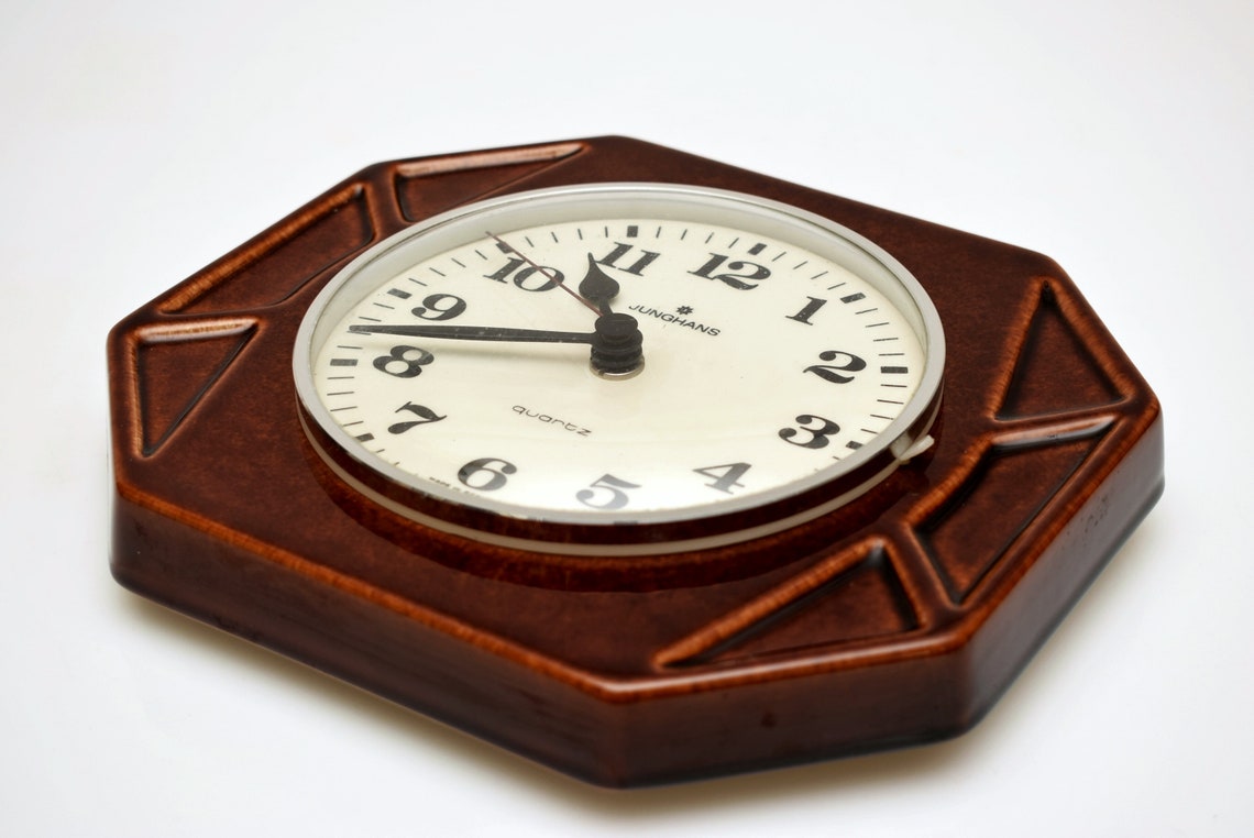 Vintage Junghans Wall Clock Ceramic Quartz Fat Lava Mid Etsy