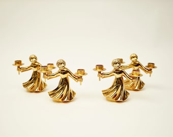 Mid Century Brass BMF Angel Candle Holder / vintage West Germany / Christmas angel / Candlestick / Set of 4