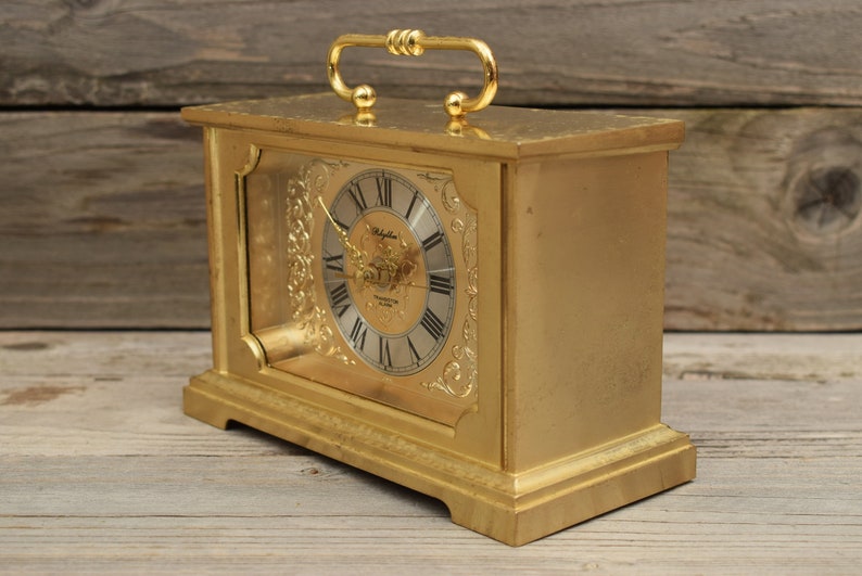Vintage Brass Rhythm Mantel Clock / Transistor Alarm / Etsy
