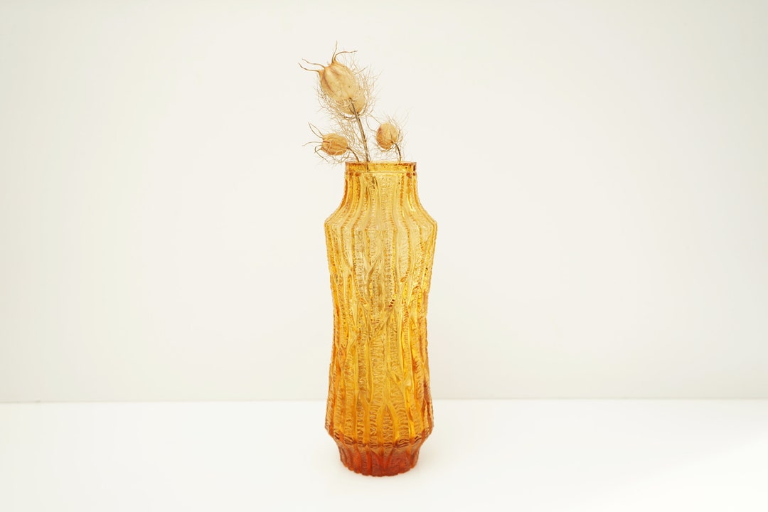 Mid Century Yellow Glass Vase / Vintage Retro / Abstract Vaze - Etsy