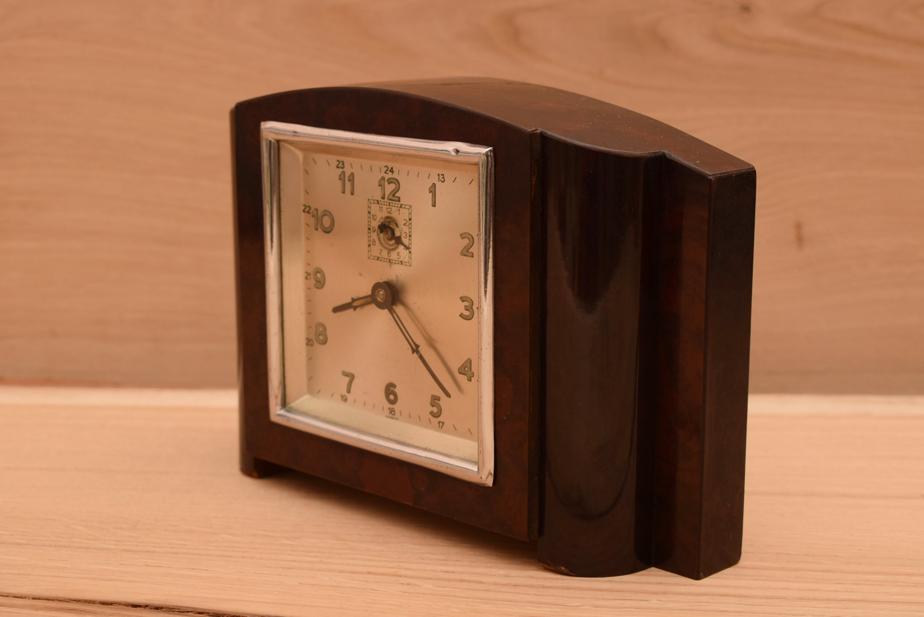 Art Deco Foreign Mantel Clock / Wood / Mechanical / Vintage Etsy