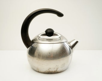 vintage Tramontina Stainless Steel Tea Pot / Inox 18/10 Brasil