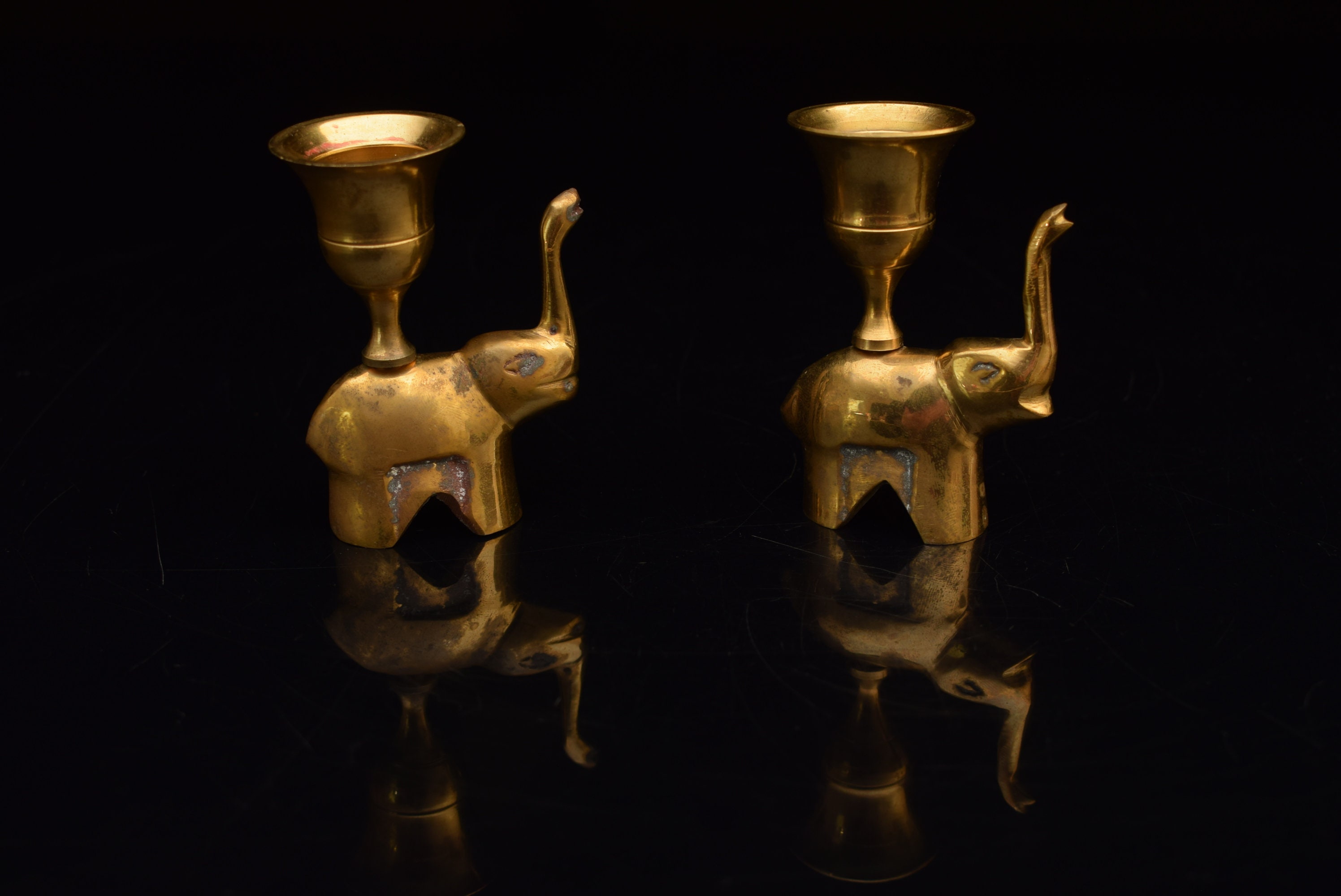 Vintage 2 Brass Elephant Candle Holder Etsy