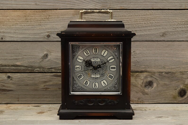 Vintage Wood Rhythm Mantel Clock / Carriage / Desk Clock / Mid Etsy