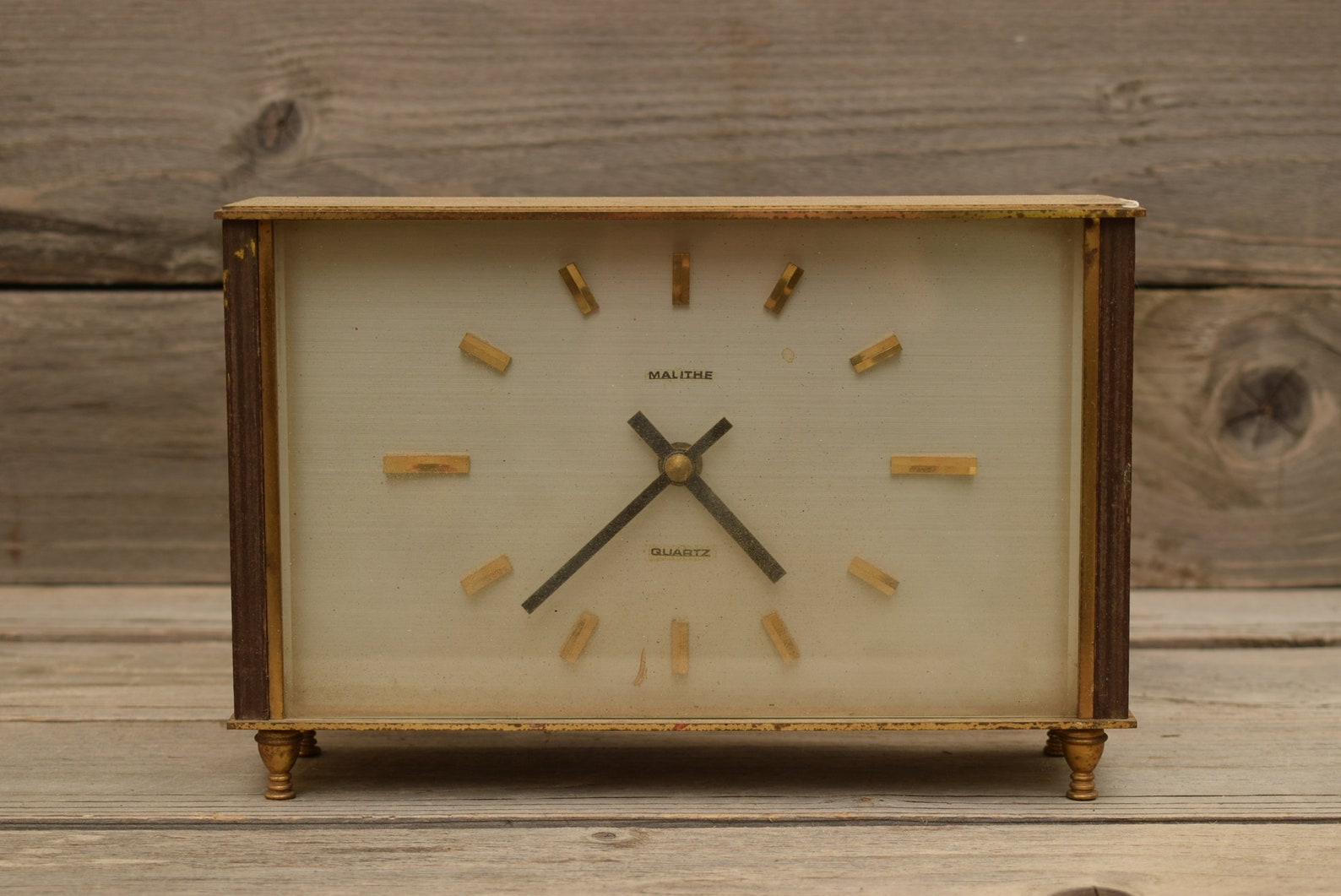 Vintage Mauthe German Mantel Clock / Wood & Brass / Quartz / Etsy