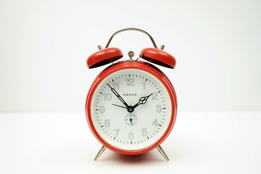 Vintage Kienzle Alarm Clock / Mechanical Clock / Orange / German Table