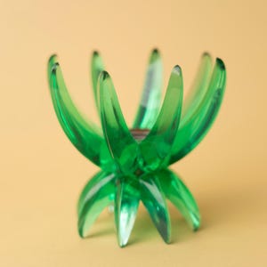 vintage Lucite Friedel Candlestick Holder / Lotus Candle Holder / Green / Mid Century Atomic Decor / Ges Gesch