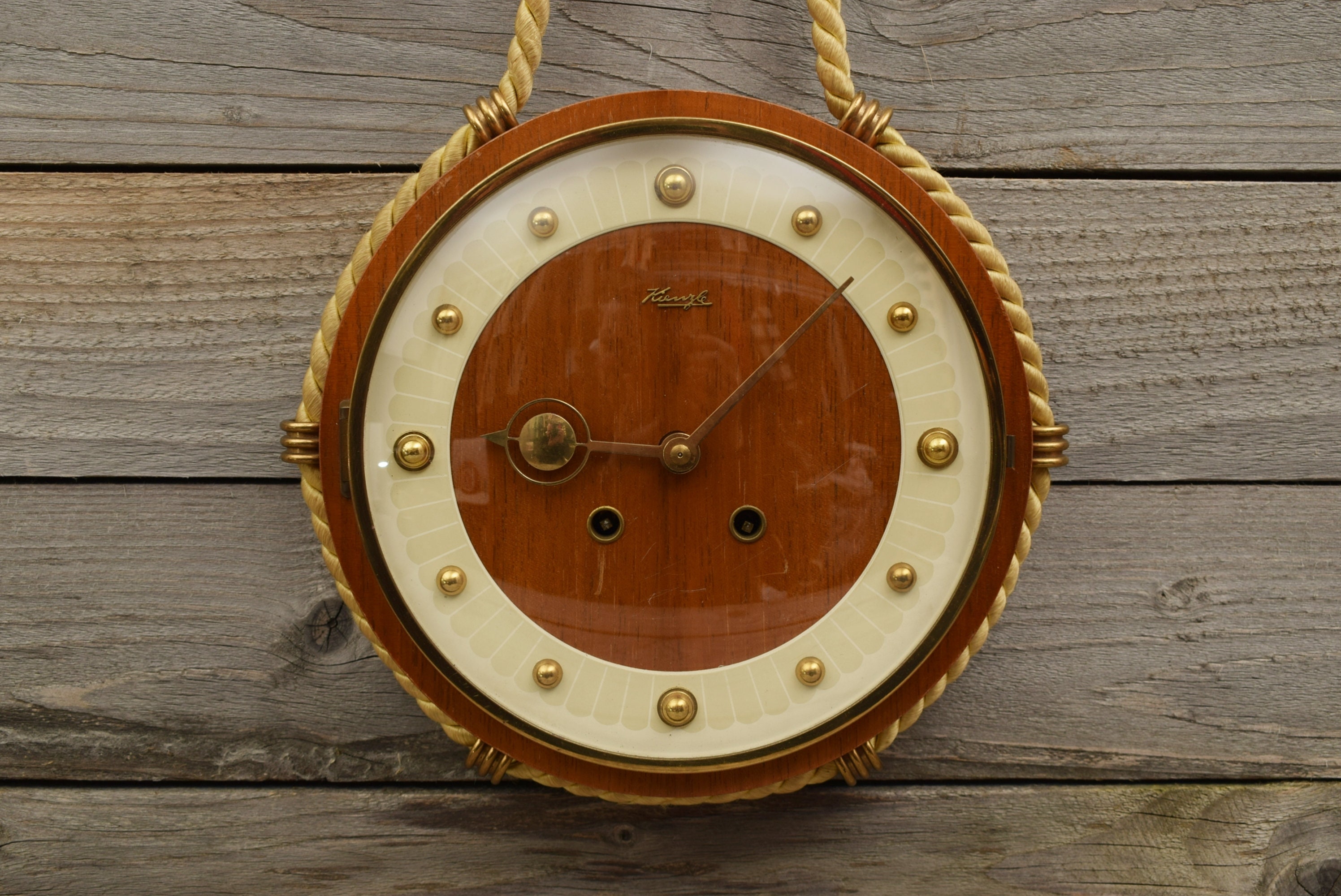 Vintage Kienzle Wall Clock / Wood & Brass / 1950s / Mid Etsy