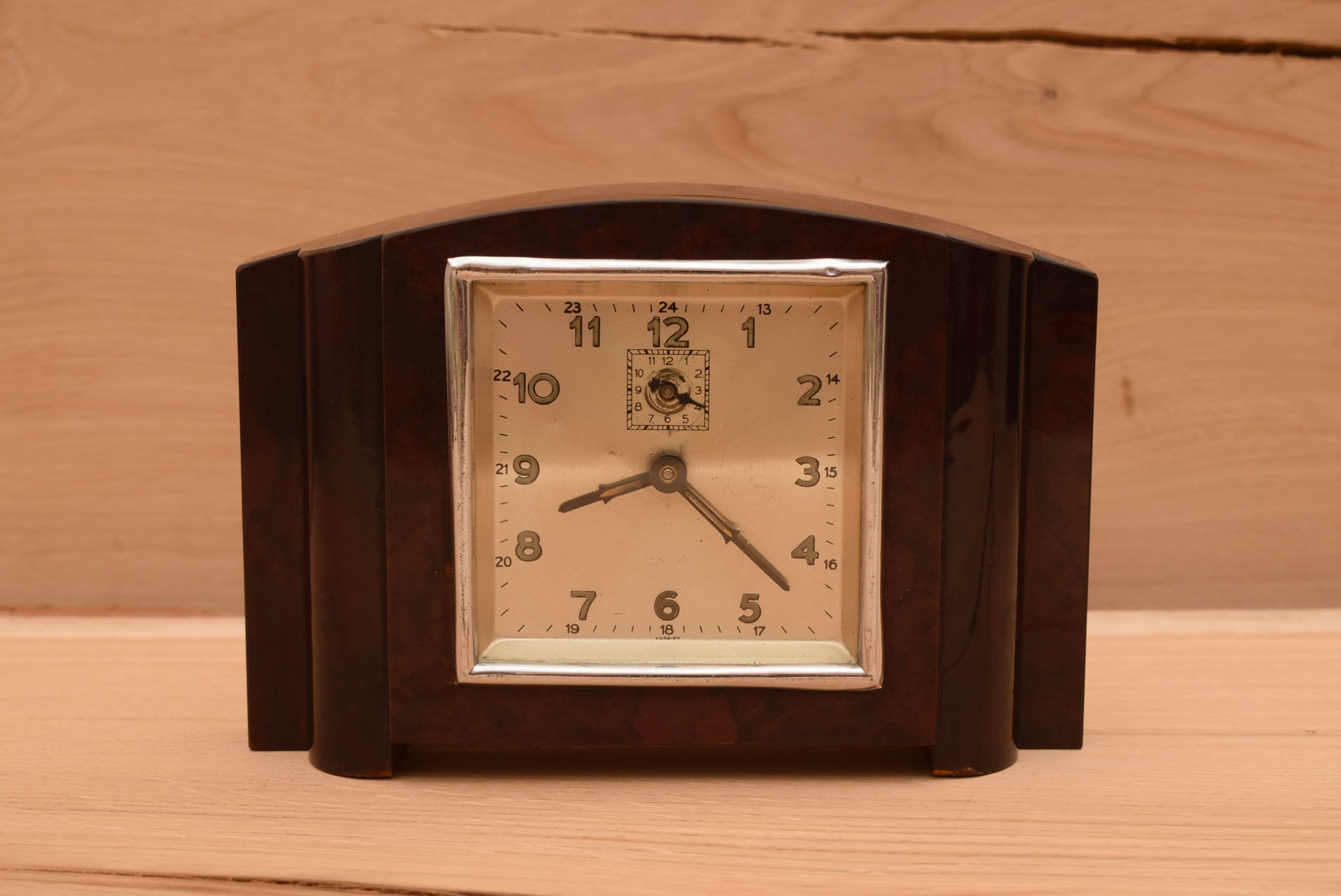Art Deco Foreign Mantel Clock / Wood / Mechanical / Vintage Etsy