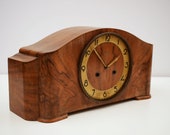 antique Junghans Mantel Clock Plywood Mechanical Vintage Clock Parts or Repair