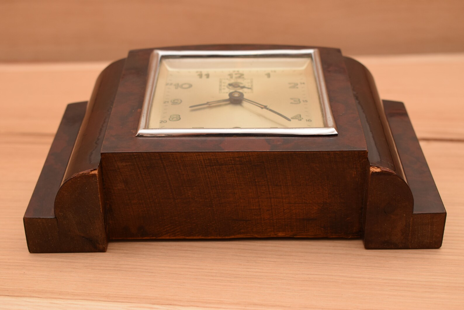 Art Deco Foreign Mantel Clock / Wood / Mechanical / Vintage Etsy