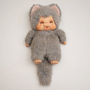 vintage Nyamy Doll / Drowsy Kitten Cat / Thumb Sucking Doll / 20 cm tall