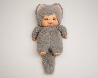 Vintage 1979s NYAMY Washino Grey Drowsy Kitten Cat