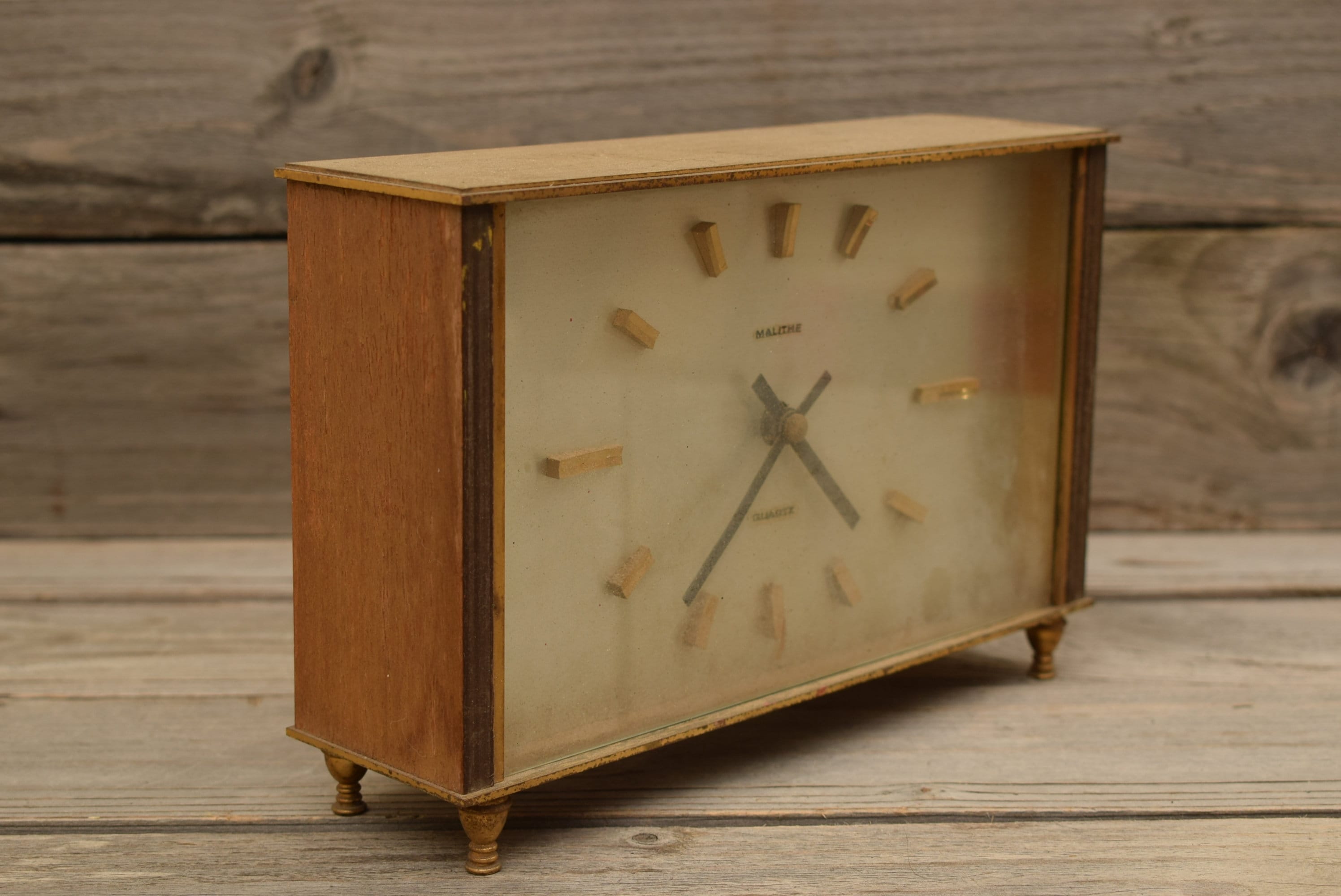 Vintage Mauthe German Mantel Clock / Wood & Brass / Quartz / Etsy
