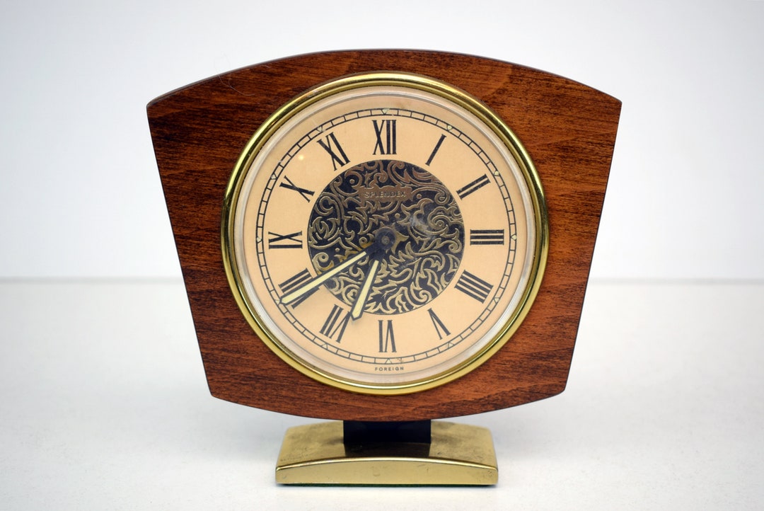 Vintage Foreign Splendex Desk Clock / Mechanical Mantel Clock / Alarm