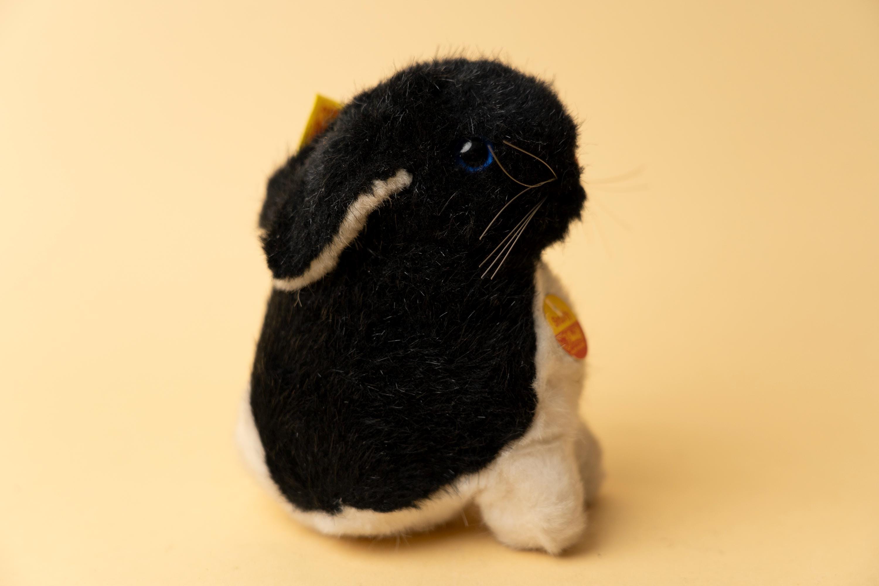 Peluche Lapin Steiff Vintage – Dralon Blanc, Brun, Lavande