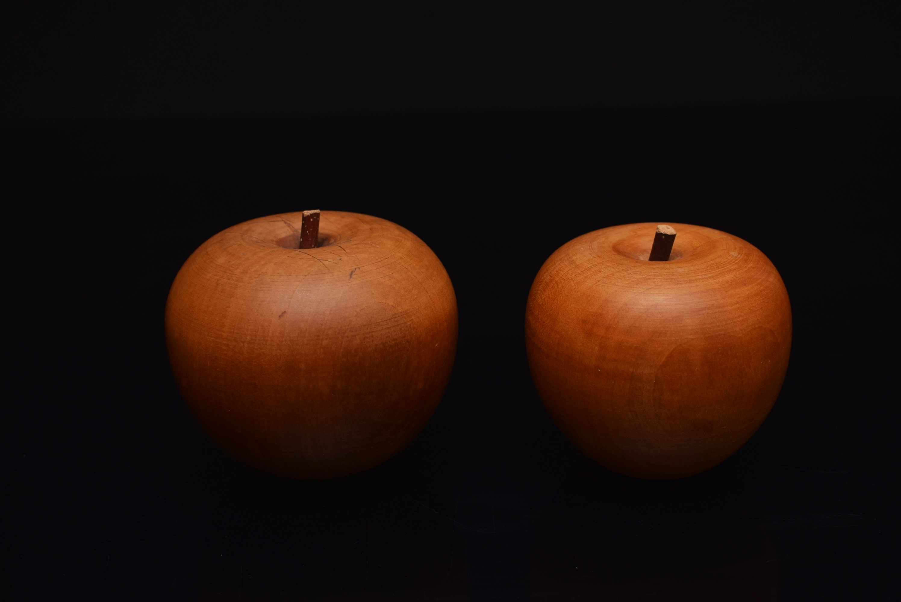 Vintage 2 Wood Apple Carving Etsy