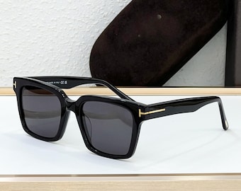 Tom Ford 1161 Sunglasses Luxury Square Acetate Frame, Metal “T” Detail & UV400 Lenses