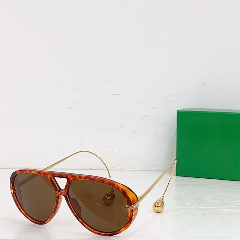 Bottega BV1273S Drop Sunglasses – Aviator Shades, Luxury Designer Eyewear with UV400 Protection Leopard Gold/Brown