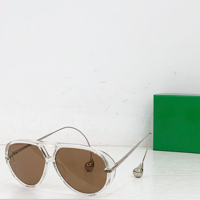 Bottega BV1273S Drop Sunglasses – Aviator Shades, Luxury Designer Eyewear with UV400 Protection Clear/Brown